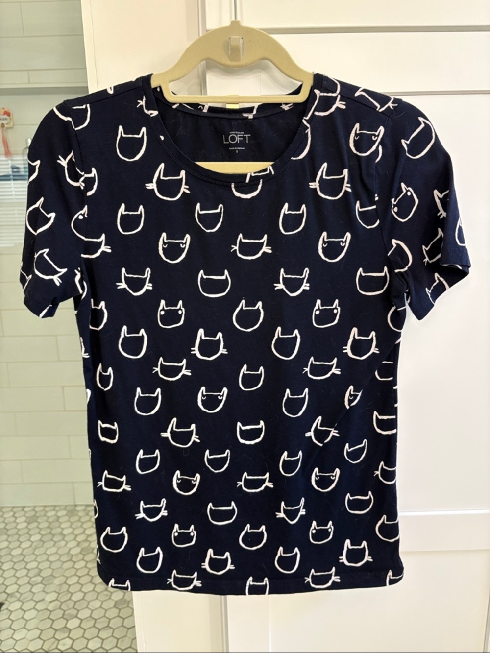 LOFT Navy Cat Face Graphic Tee